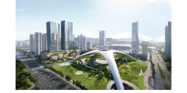 深圳北站超核綠芯項目開建，形如“UFO”，系國內(nèi)首個公園型樞紐站點