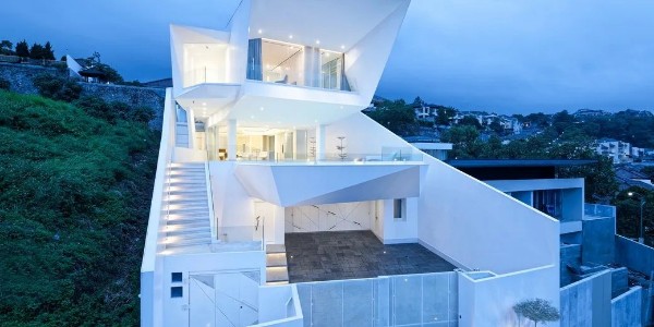 簡(jiǎn)約白 | 印尼幾何別墅